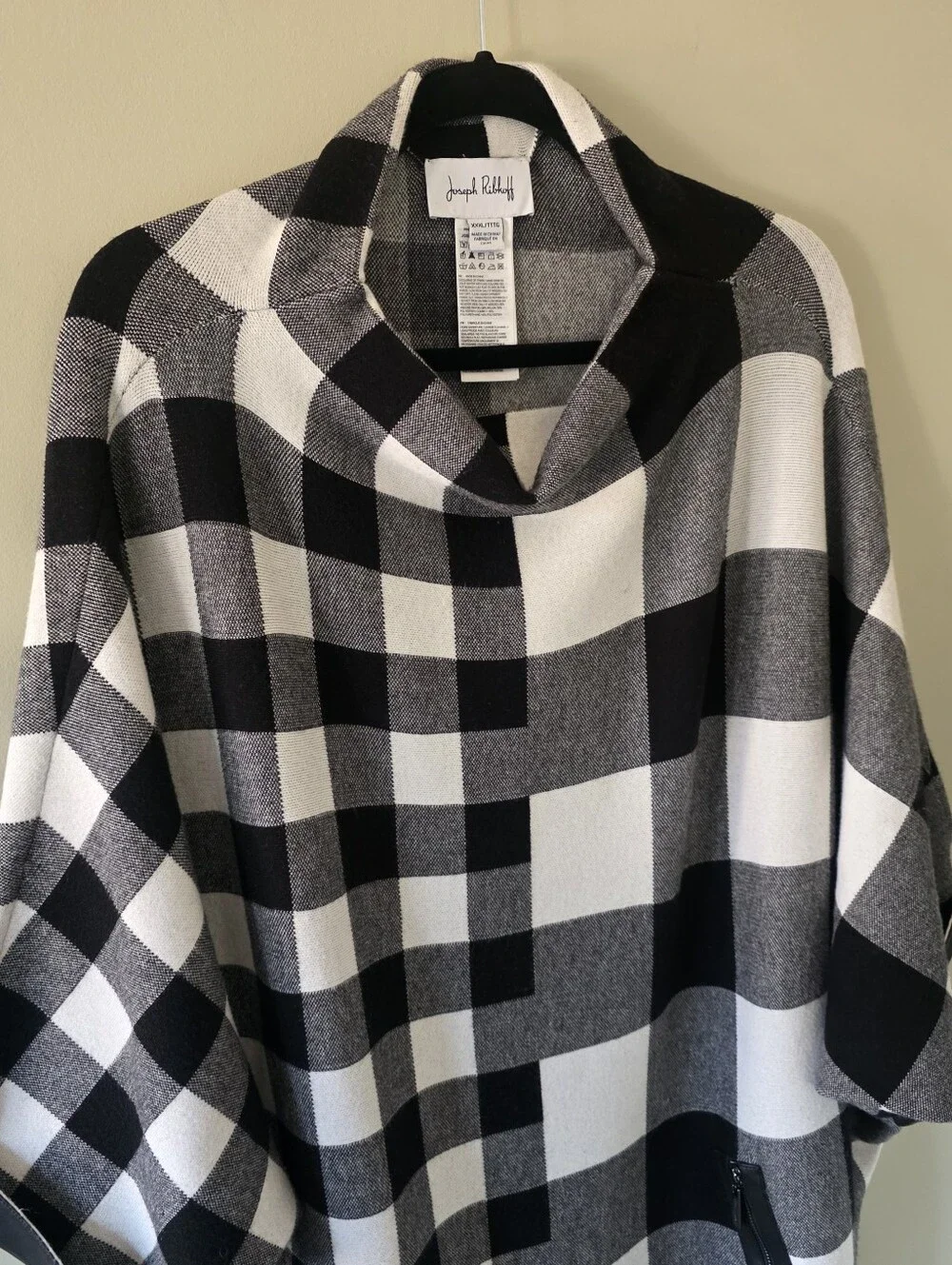 NWOT Joseph Ribkoff Buffalo Check Mock Neck Knit Poncho Size XXXL Contemporary